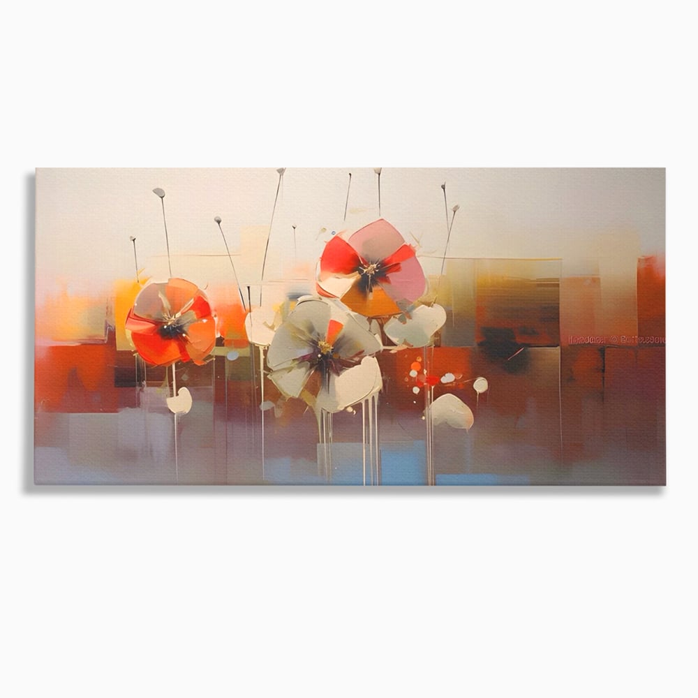 Tablou canvas cu tablou canvas cu pictura florala abstracta, fara rama, pe sasiu de lemn